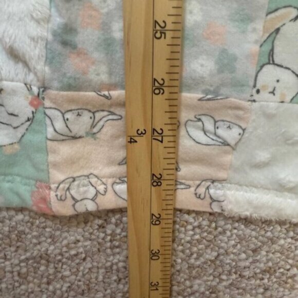 Handmade Quilt Multi Small Bunny Blocks 29”x30” Green/White Baby Nursery - Picture 2 of 7